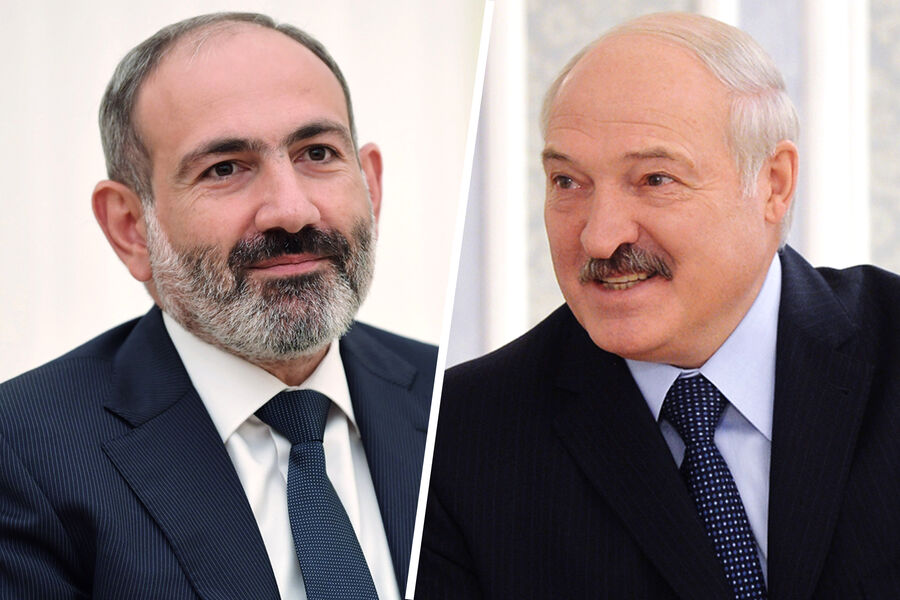 Исполняющий обязанности премьер-министра Армении Никол Пашинян и президент Белоруссии Александр Лукашенко