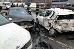 Последствия аварии на Рублевском шоссе в районе станции метро «Кунцевская», 8 февраля 2022 года