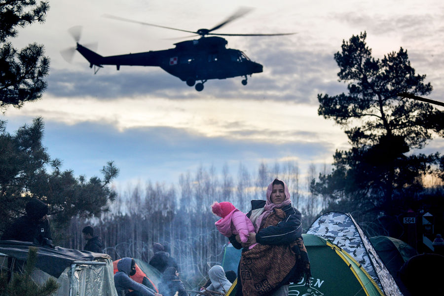 Лагерь нелегальных мигрантов на&nbsp;белорусско-польской границе, 9&nbsp;ноября 2021&nbsp;года
