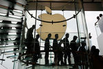 Необычный дизайн лестницы в одном из Apple Store, ставшей знаменитой среди поклонников «яблочной» продукции по всему миру