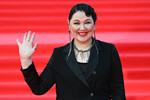 Актриса Юлия Волкова на красной дорожке перед церемонией открытия 47-го Московского Международного кинофестиваля, 17 апреля 2025 года