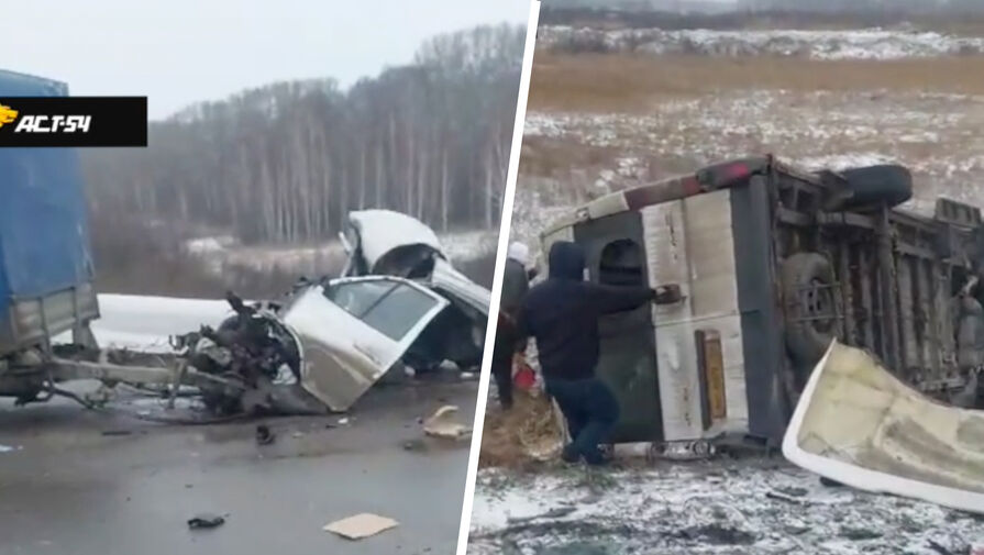 В Новосибирской области микроавтобус столкнулся с грузовиком, есть пострадавшие