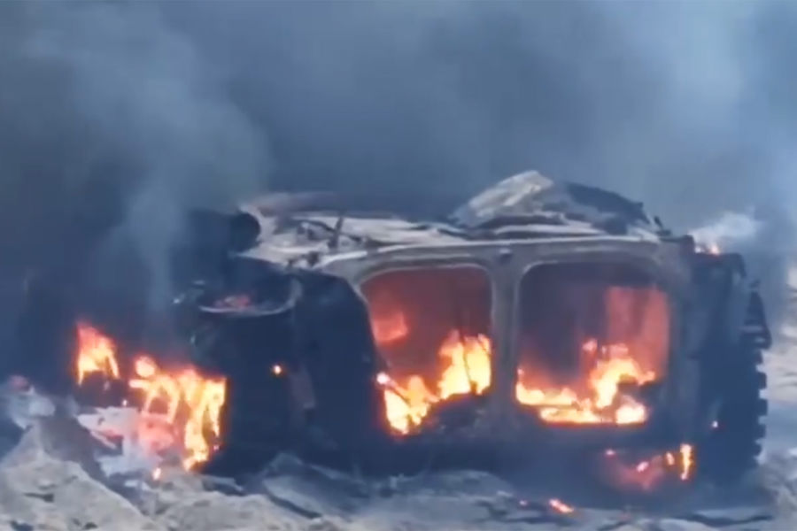 BMP ucraniano destruido, que invadió territorio ruso