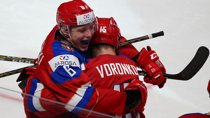 Игроки молодежной сборной России по хоккею