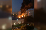 Пожар на Коммунистической улице в Ейске, где упал военный самолет Су-34, 17 октября 2022 года