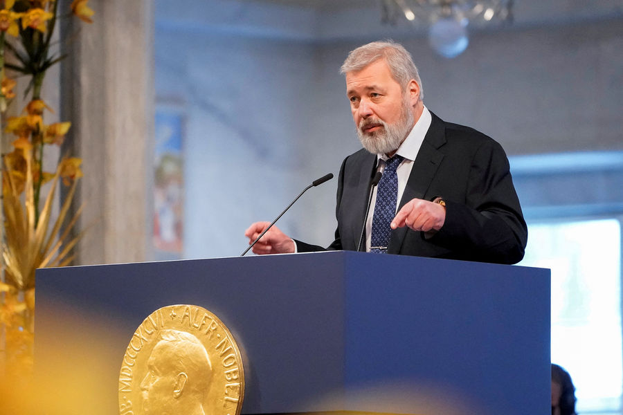 Главный редактор «Новой газеты» Дмитрий Муратов на вручении Нобелевской премии мира, 10 декабря 2021 года