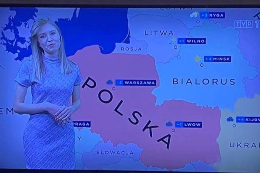 Польский телеканал TVP 1 в прогнозе погоды показал Западную Украину какчасть Польши - Газета.Ru