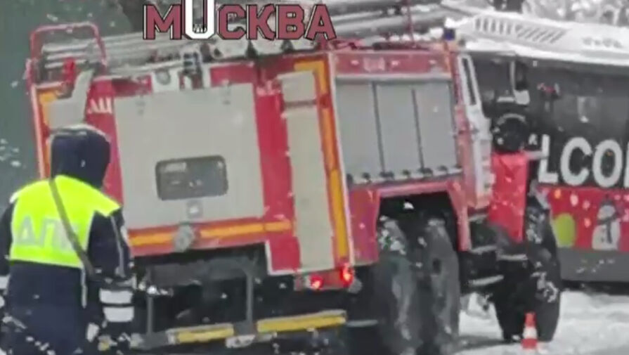 Автобус влетел дерево и парализовал движение в Подмосковье