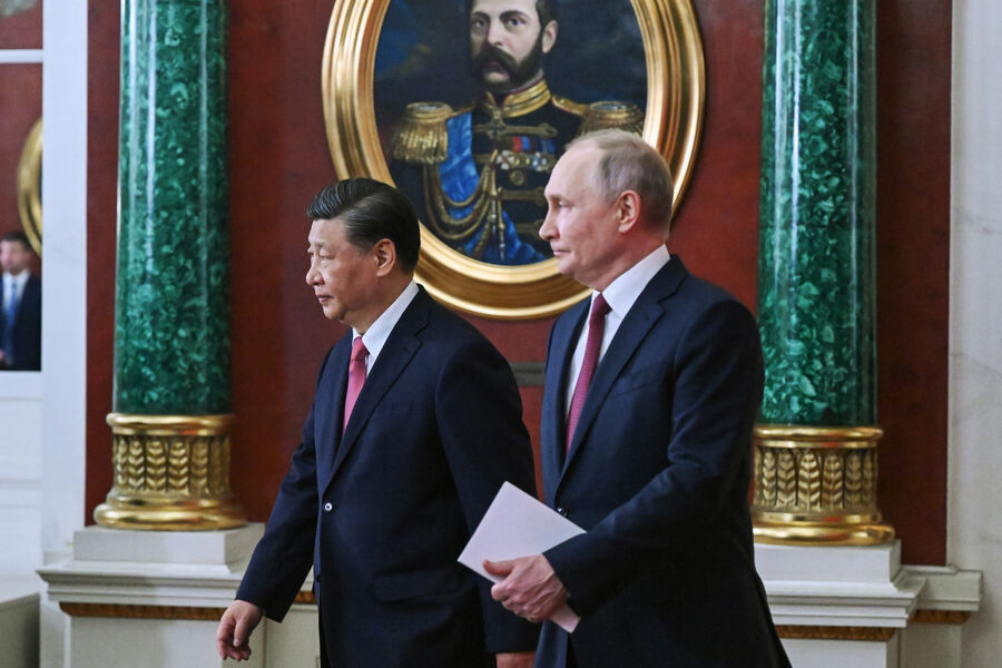 Президент РФ Владимир Путин и председатель КНР Си Цзиньпин в Москве, 21 марта 2023 года