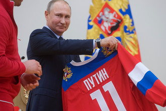 Владимир Путин во время встречи с российскими спортсменами – участниками XXIII Олимпийских зимних игр 2018, 31 января 2018 года