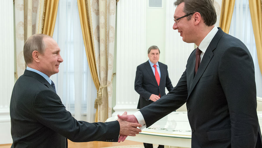 Президент России Владимир Путин и премьер-министр Сербии Александар Вучич во время встречи в&nbsp;Кремле, 26 мая 2016 года