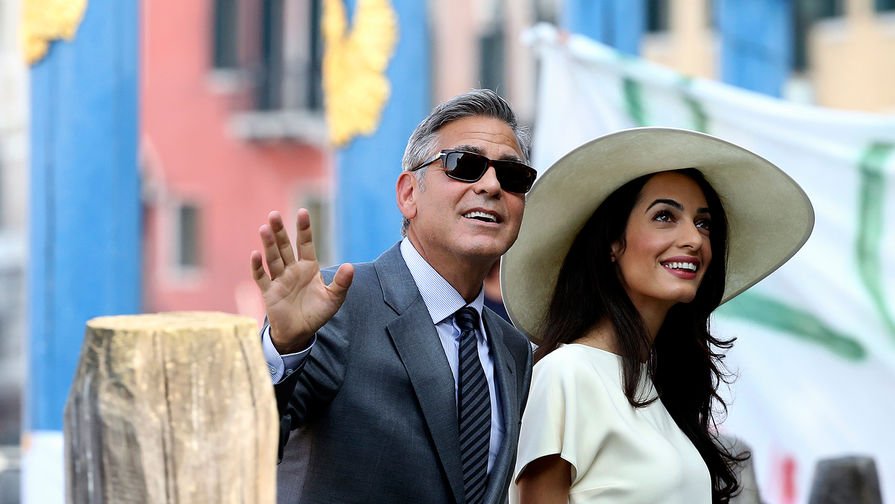 Джордж Клуни и его супруга Амаль Аламуддин в Венеции, 2014 год