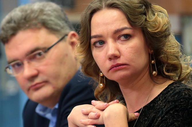 Главный редактор интернет-издания «Газета.Ru» Ольга Алексеева во время встречи Владимира Путина с руководителями российских печатных СМИ и информагентств, 11 января 2018 года