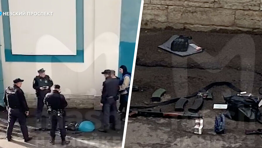 Вооруженного ножами и пистолетами мужчину задержали возле Армянской церкви в Петербурге