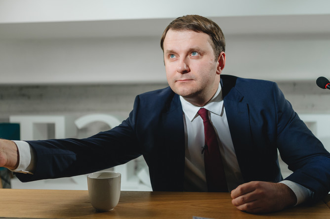 Министр экономического развития Максим Орешкин во время интервью в редакции «Газеты.Ru»
