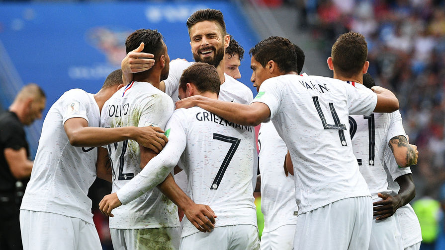 Во время матча 1/4 финала чемпионата мира по футболу между сборными Уругвая и Франции, 6 июля 2018 года