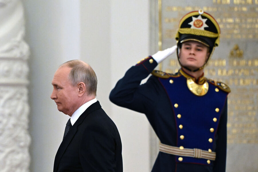Владимир Путин на церемонии вручения медалей «Золотая Звезда» в Кремле накануне Дня Героев Отечества, 8 декабря 2023 года