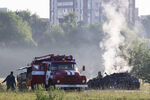 На месте падения военно-транспортного самолета Ил-76 в Рязанской области, 24 июня 2022 года