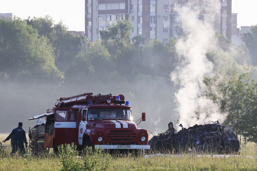На&nbsp;месте падения военно-транспортного самолета Ил-76 в&nbsp;Рязанской области, 24&nbsp;июня 2022&nbsp;года