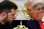 Президент Украины Владимир Зеленский и президент США Дональд Трамп во время встречи в Белом доме, 18 августа 2025 года