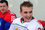 Николай Лукашенко во время хоккейного матча в спорткомплексе «Галактика» в Сочи, 2020 год
