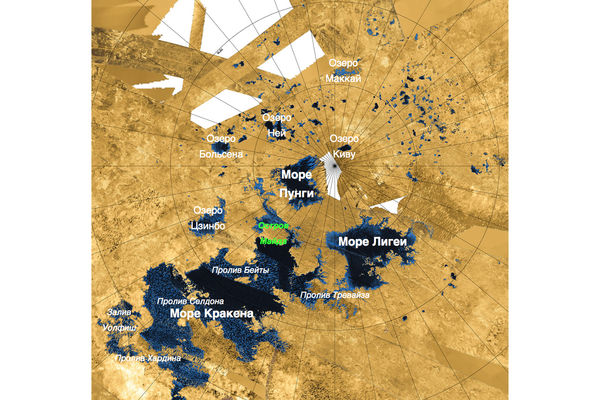 Карта северной полярной области Титана