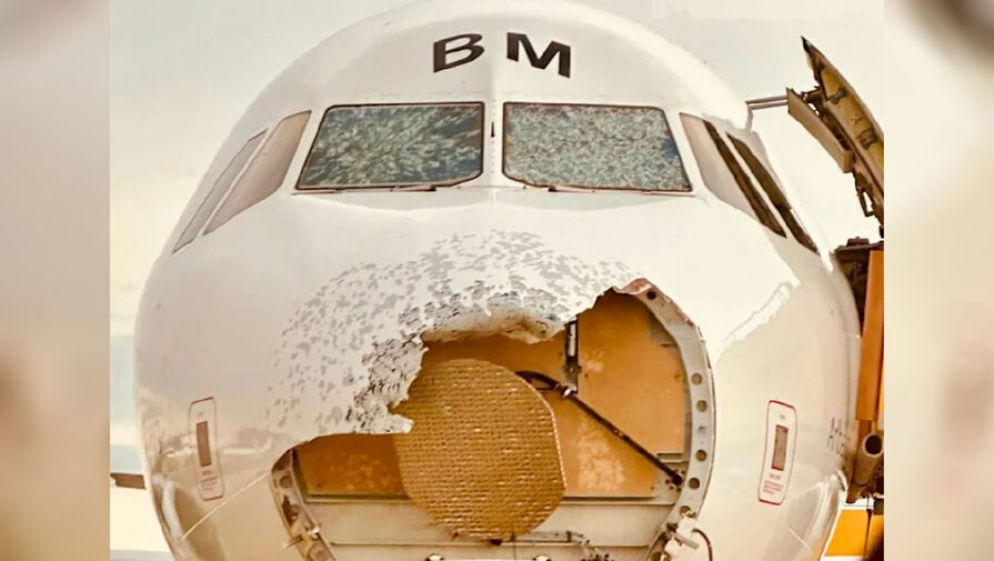 Град пробил лобовое стекло и сломал нос самолета во время посадки в Вене