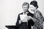 Евгений Грушин и Елена Степаненко в спектакле «Доброе слово и кошке приятно», 1980 год
