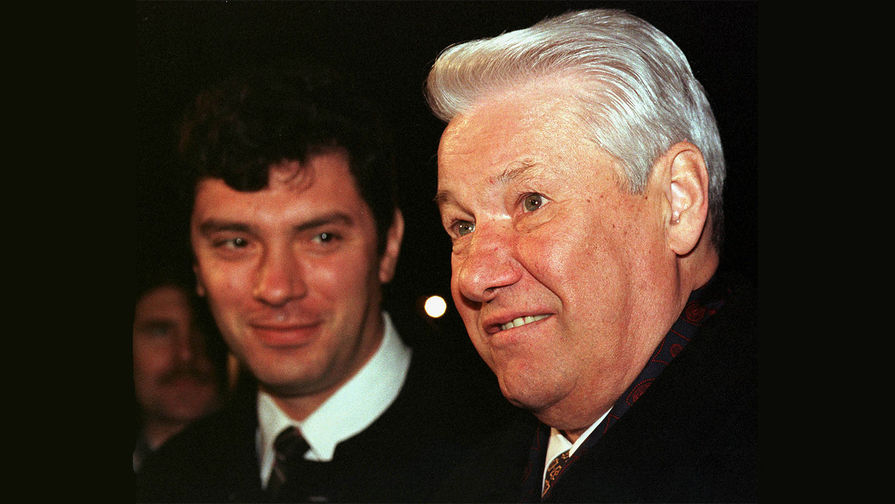 Президент России Борис Ельцин и вице-премьер Борис Немцов в&nbsp;Красноярске, октябрь 1997 года
