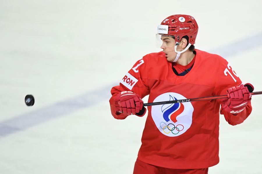 Эмиль Галимов (Россия) в матче чемпионата мира по хоккею — 2021 