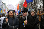 Ирина Прохорова и Андрей Макаревич (признан в РФ иностранным агентом) на «Марше мира» в Москве