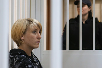 Ольга Алисова во время рассмотрения ходатайства следствия об аресте в Железнодорожном суде Подмосковья, 6 июля 2017 года