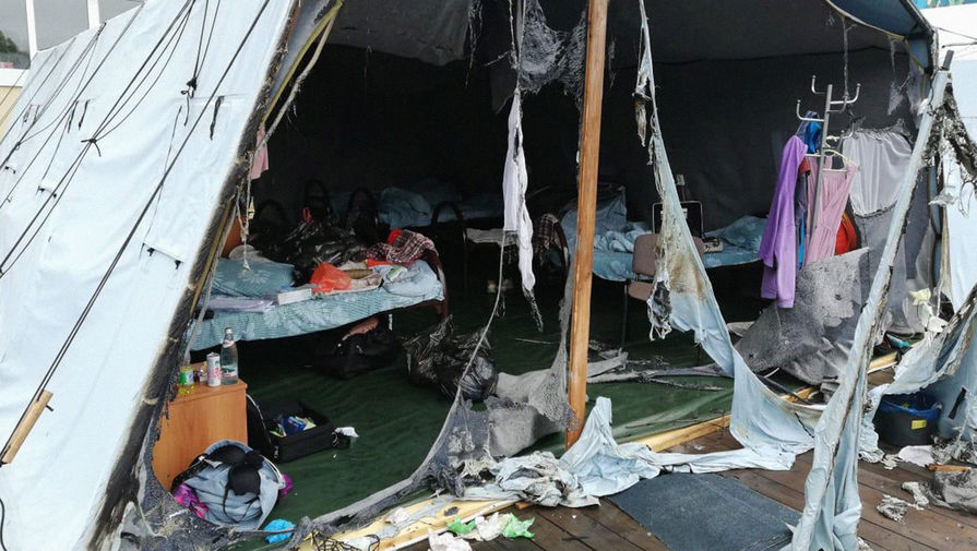 Последствия пожара в палаточном лагере «Холдоми» в Хабаровском крае, 23 июля 2019 года