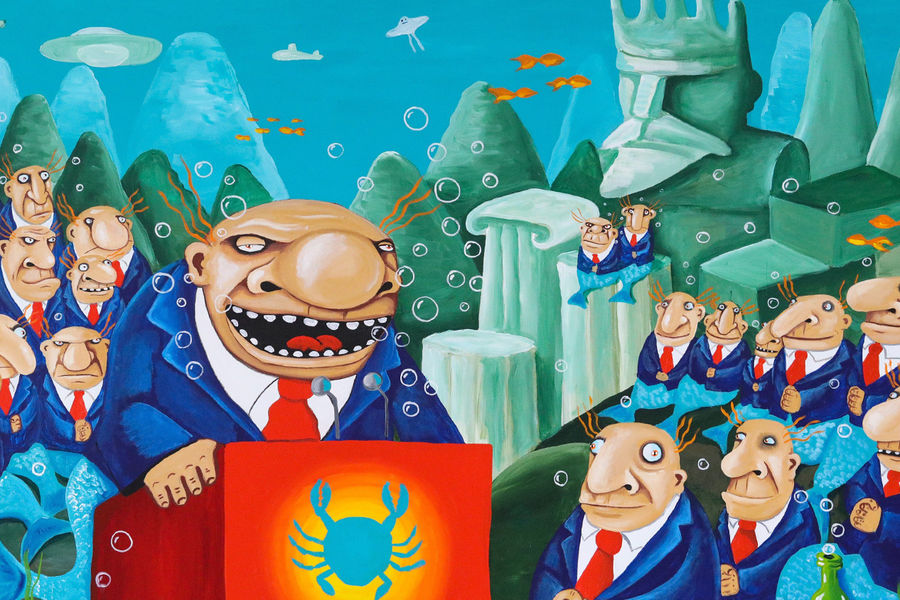 Картина Васи Ложкина на учредительном съезде политической партии «Зеленая альтернатива»