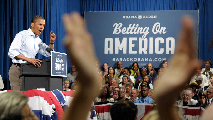 Барак Обама выступает с&nbsp;речью в&nbsp;штате Огайо во время предвыборной кампании 2012&nbsp;года