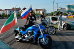 Чеченские участники байкерского клуба «Ночные волки» во время дрифт-шоу «Спасибо за Победу!» в Грозном