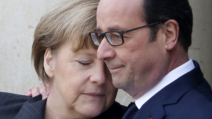 Президент Франции Франсуа Олланд и канцлер Германии Ангела Меркель в&nbsp;Париже после террористической атаки на&nbsp;редакцию журнала Charlie Hebdo