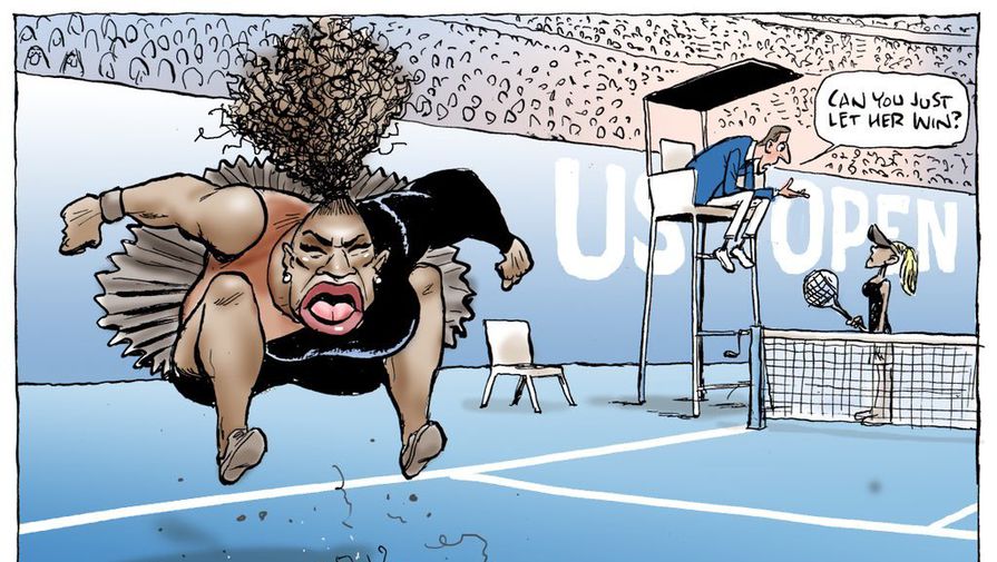 Карикатура на поведение Серены Уильямс в финале US Open
