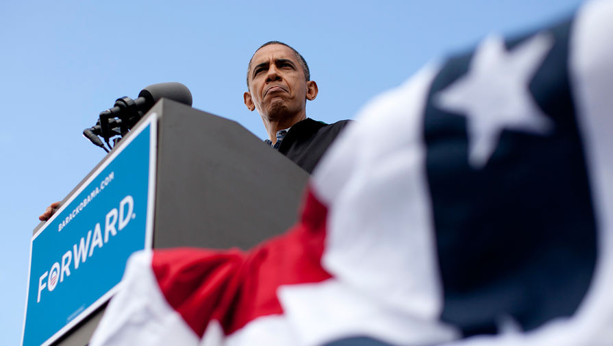 Барак Обама выступает с&nbsp;речью в&nbsp;штате Айова во время предвыборной кампании 2012&nbsp;года