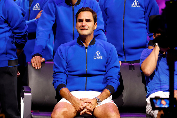 Роджер Федерер после объявления о&nbsp;завершении карьеры на&nbsp;турнире в&nbsp;Лондоне, 24&nbsp;сентября 2022&nbsp;года