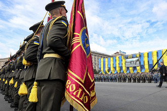Во время военного парада по случаю 26-й годовщины независимости Украины, 24 августа 2017 года