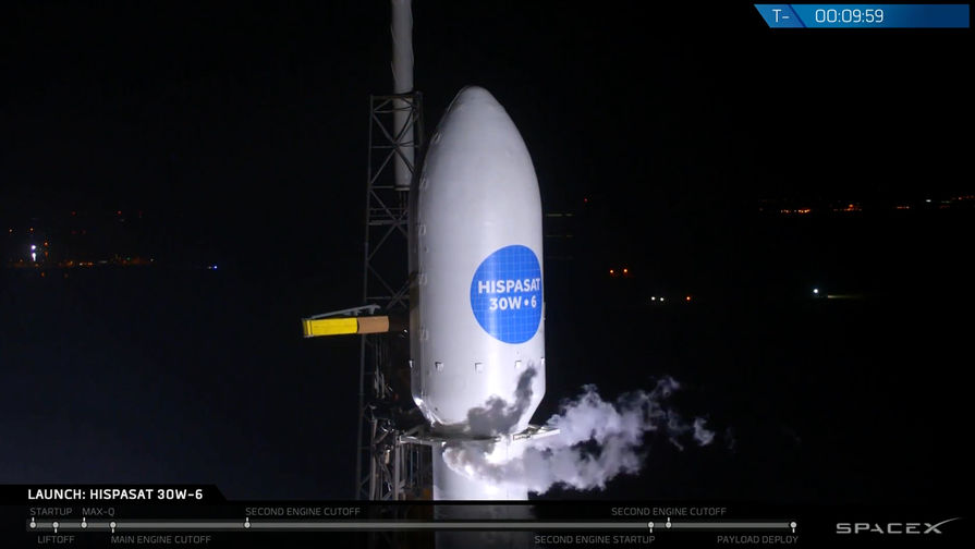 Запуск ракеты-носителя Falcon 9 со спутником Hispasat 30W-6 с&nbsp;мыса Канаверал во Флориде, 6 марта 2018 года