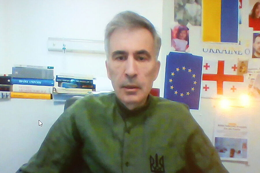 Бывший президент Грузии Михаил Саакашвили в клинике Тбилиси, 27 октября 2023 года