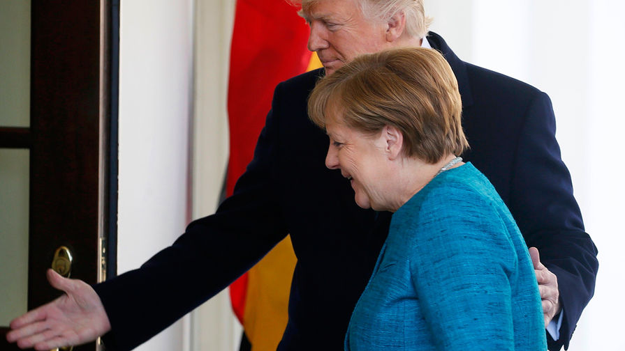 Дональд Трамп во время встречи с&nbsp;Ангелой Меркель в&nbsp;Белом доме