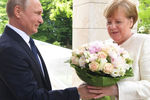 Президент России Владимир Путин и федеральный канцлер ФРГ Ангела Меркель во время встречи в Сочи, 18 мая 2018 года