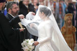 Князь Георгий Михайлович с Ребеккой Беттарини во время церемонии венчания в Исаакиевском соборе, 1 октября 2021 года