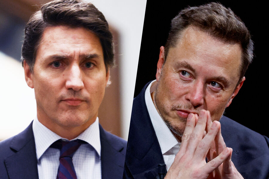 Премьер-министр Канады Джастин Трюдо и основатель Tesla и SpaceX Илон Маск (коллаж)