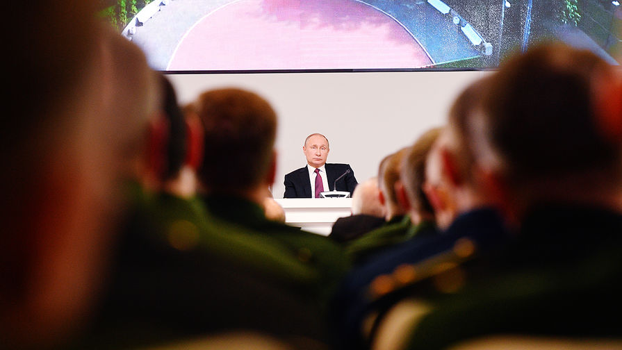 Президент России Владимир Путин во время расширенного заседания коллегии Министерства обороны, 22 декабря 2017 года