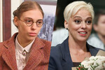 Нелли Уварова в роли Кати Пушкаревой из сериала «Не родись красивой» (2005–2006) и Нелли Уварова в 2021 году