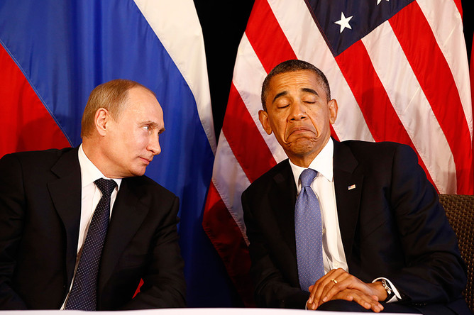Президент РФ Владимир Путин и президент США Барак Обама
